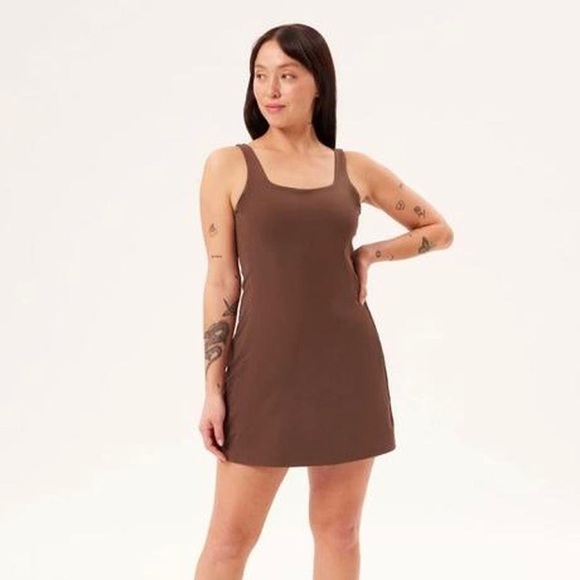girlfriend collective Dresses & Skirts - GIRLFRIEND COLLECTIVE Tommy Skort Dress In Brown